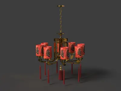 Chinese palace lantern  Low-poly 3D model