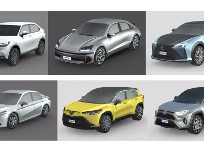 Low-Poly Car Pack 023 - High-Tech Hybrids