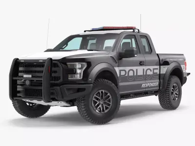 Police Pickup Truck Modern Generic Rigged 3D model