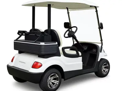 White Golf Cart 3D Electric Vehicle Canopy Dual Seats Low-poly 3D model