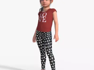 Realistic 3D Girl Child Character Rigged 3D model
