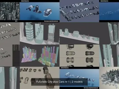 Futuristic City plus Cars nr 1 3D Model Pack