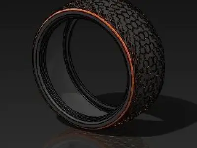 Tyre 3D model motorcycle tire with orange stripes 3D print model
