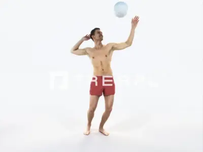 Virtue 04K Beach Serving Sports Man Low-poly 3D model