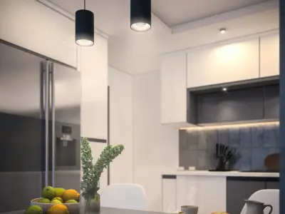 Kitchen modern in apartment 3D model