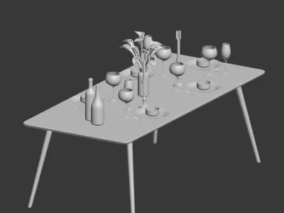 Rectangular Fen Dinning Table 3D model