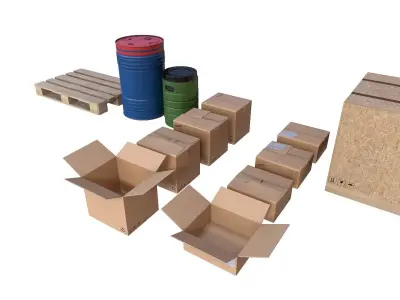 Warehouse Set PBR Game Ready cardboard boxes in hyderabad Low-poly 3D model