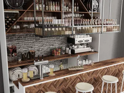Modern Bar Counter Interior Model 1 - 3ds Max - Corona 3D model