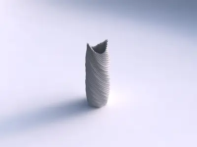 Vase twisted double arc hexagon with bent extruded lines 2 3D print model