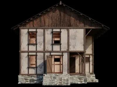 Medieval Houses 07 - 4K Textures Game Ready Low-poly 3D model