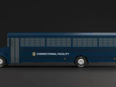 Police Correctional  Bus Facility LowPoly 3D Model 3D model