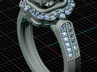 oval halo engagement jewelry ring  Free 3D print model