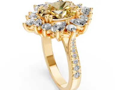 Yellow Citrine Cocktail Ring Free 3D print model