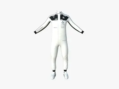 Racing Pilot Uniform A05 White Black - Character Clothing Design Low-poly 3D model