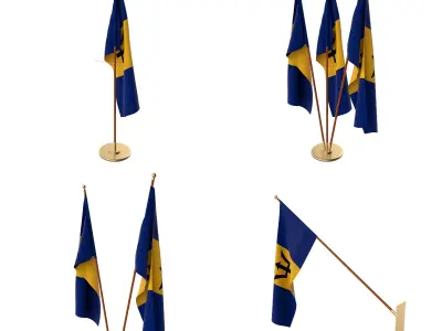 Barbados Flag Pack 3D model