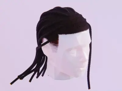 Long Dreads 3 - Braided Low-poly 3D model