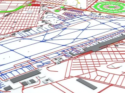 Mexico City Benito Juarez MEX Airport Roads Buildings Pub Trans 3D model