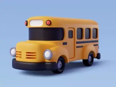 Colorful 3D Kids Bus Model - Playful and Game Ready Low-poly 3D model