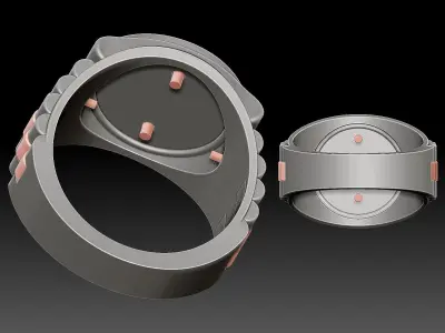 Lotos watch Man Ring silver gold printable jewelry 3D print model