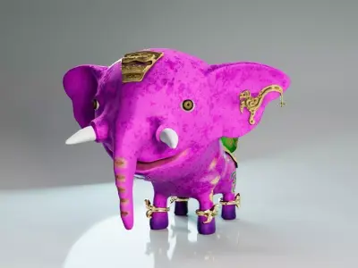 fantasy circus elephant Low-poly 3D model