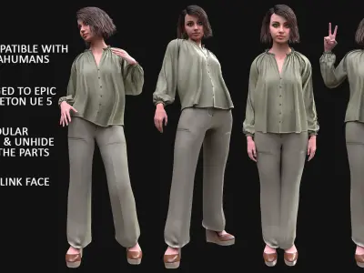 Casual Outfit 13 - Modular - Rigged Low-poly 3D model