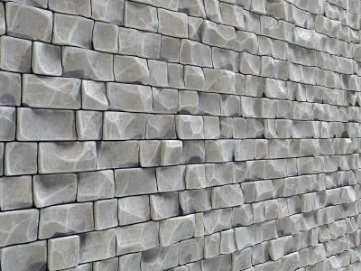 Stone wall rock brick n2 3D model