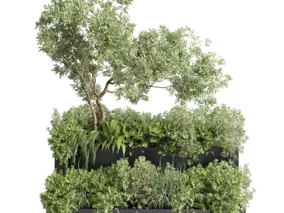 stand plant box collection Indoor plant 207 metal vase pot tree 3D model