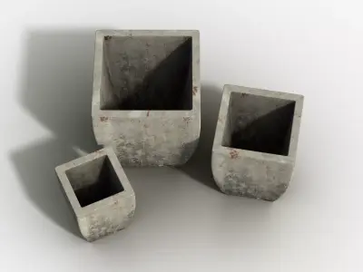 Vase Concrete Quad Set Low-poly 3D model