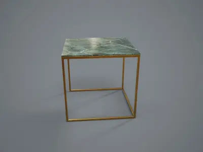 Table PBR Game Ready marble nesting tables with brass legs Low-poly 3D model