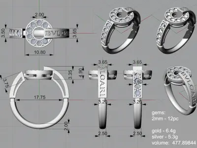 3d model ring Bulgari 3D print model