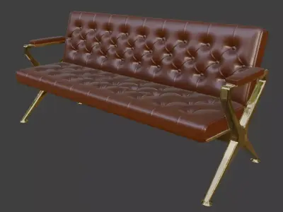 Luxury Tufted Leather Sofa 3D Model 3D model