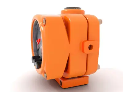 Industrial Pressure Gauge Model Pack  Orange Casing Low-poly 3D model