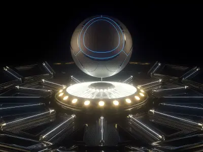 Futuristic Soccer Ball and Stage 3D model