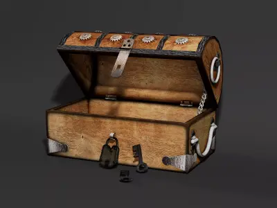 Wooden Storage and Decorative Box  Low-poly 3D model