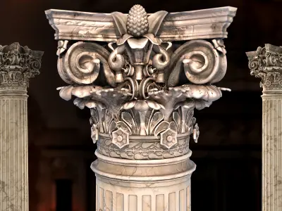 Palais Garnier Column Low-poly 3D model