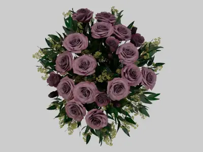 Roses in vase Low-poly 3D model