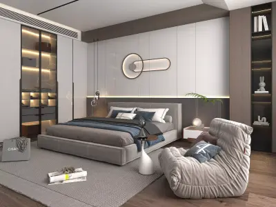 Modern Bedroom Scene 16 3D model