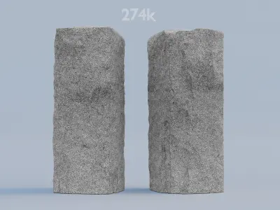 Granite Stone Bollard Photoscan 3D model