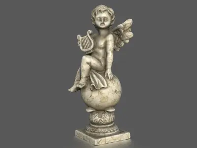 ANGEL WITH HARP Low-poly 3D model