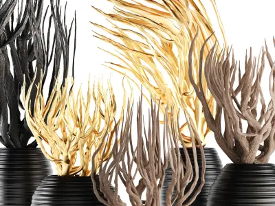 Decorative vase with branches 3D model