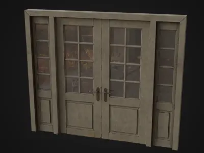 Old Dirty Wooden Door 06 Low-poly 3D model