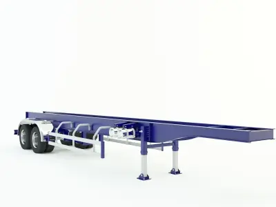  blue truck trailer 3d model 3D model