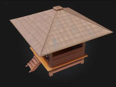 Wooden Pavilion Model  Tranquil Charm in Natural Design 3D model