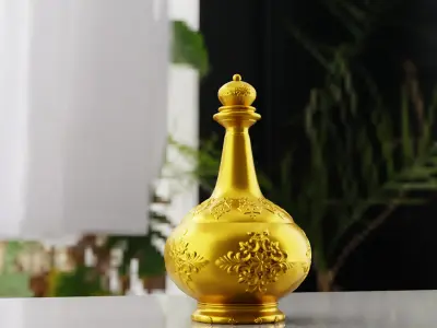 Chinese golden pot jar vase  3D model