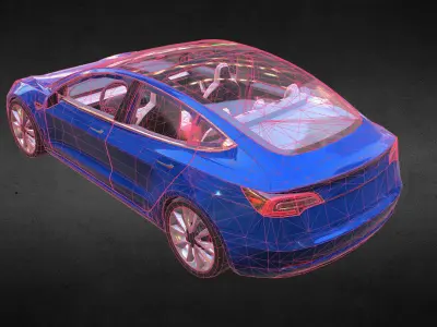 Tesla Model 3 s car Low-poly 3D model