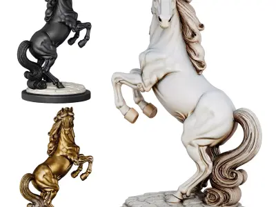 Classic Horse Sculpture Low-poly 3D model