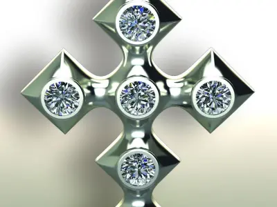 Cross silver with diamonds 3D print model