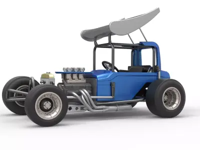 Vintage Winged Supermodified stock car Version 2 Scale 1 to 25 3D print model