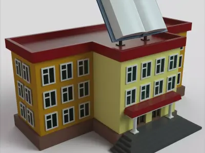 Cartoon High School Low-poly Low-poly 3D model