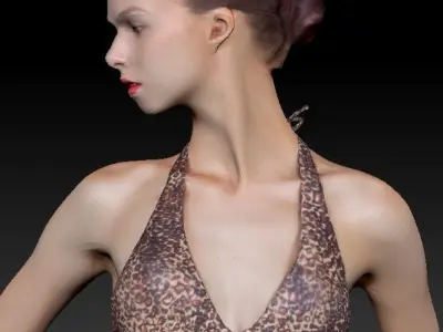 Pretty woman in swimsuit 02 Low-poly 3D model